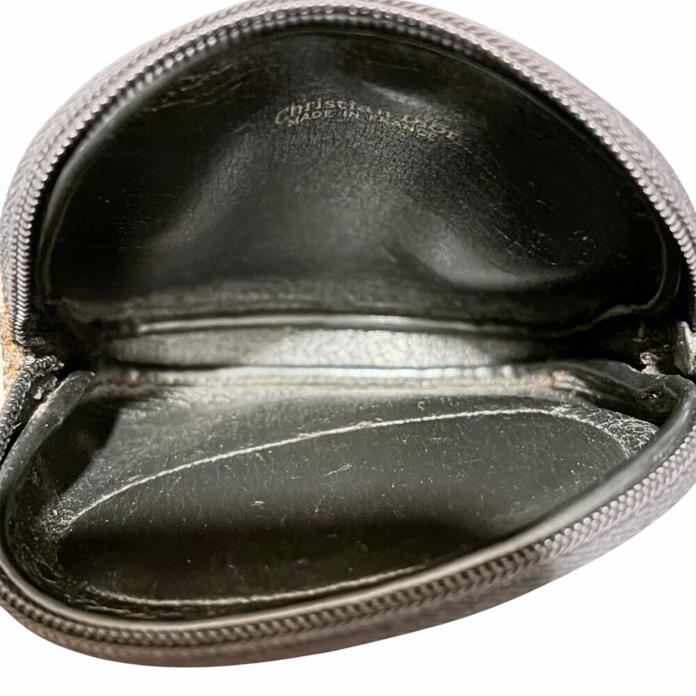 Christian Dior Vintage Trotter Monogram Oval Zip Coin Purse Pouch Black Gray - Picture 9 of 11